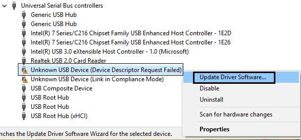 Arreglar dispositivo USB no reconocido. Solicitud de descriptor de dispositivo fallida
