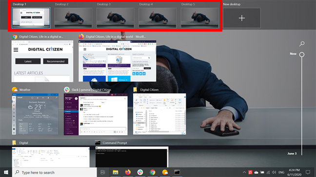 Cree más escritorios virtuales para centrarse en diferentes actividades