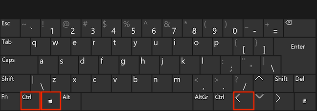 Presione simultáneamente las teclas Ctrl, Windows y Flecha izquierda