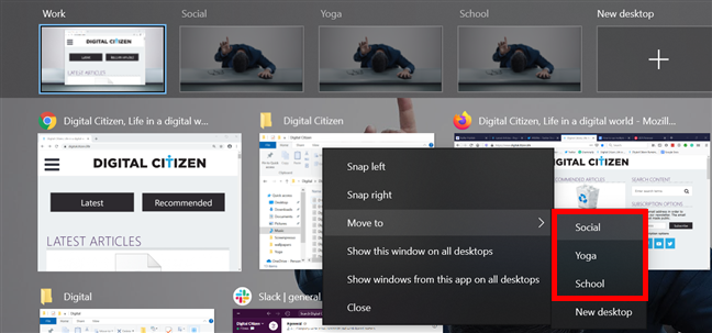 Mover una ventana a otro escritorio virtual en Windows 10