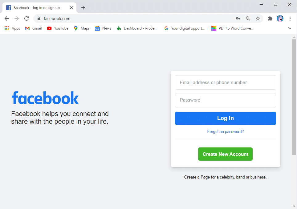 Inicie sesión en su cuenta de Facebook con su nombre de usuario, número de teléfono y contraseña.