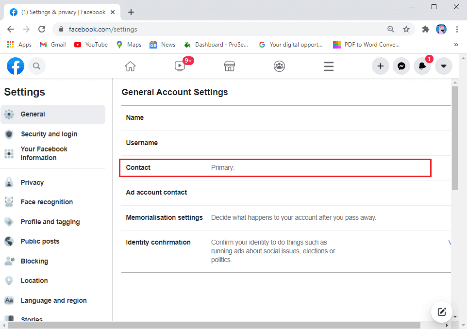 En Configuración general, puede verificar la configuración general de su cuenta, incluida la ID de correo electrónico asociada con la cuenta.