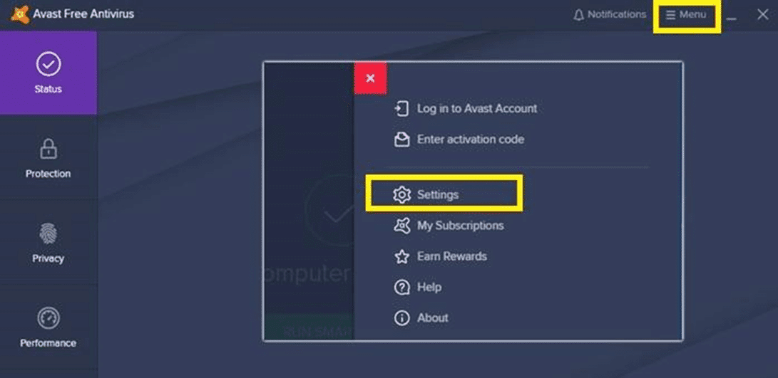 Ahora, haga clic en Configuración como se muestra a continuación | Cómo arreglar ARK No se puede consultar la información del servidor para el error de invitación