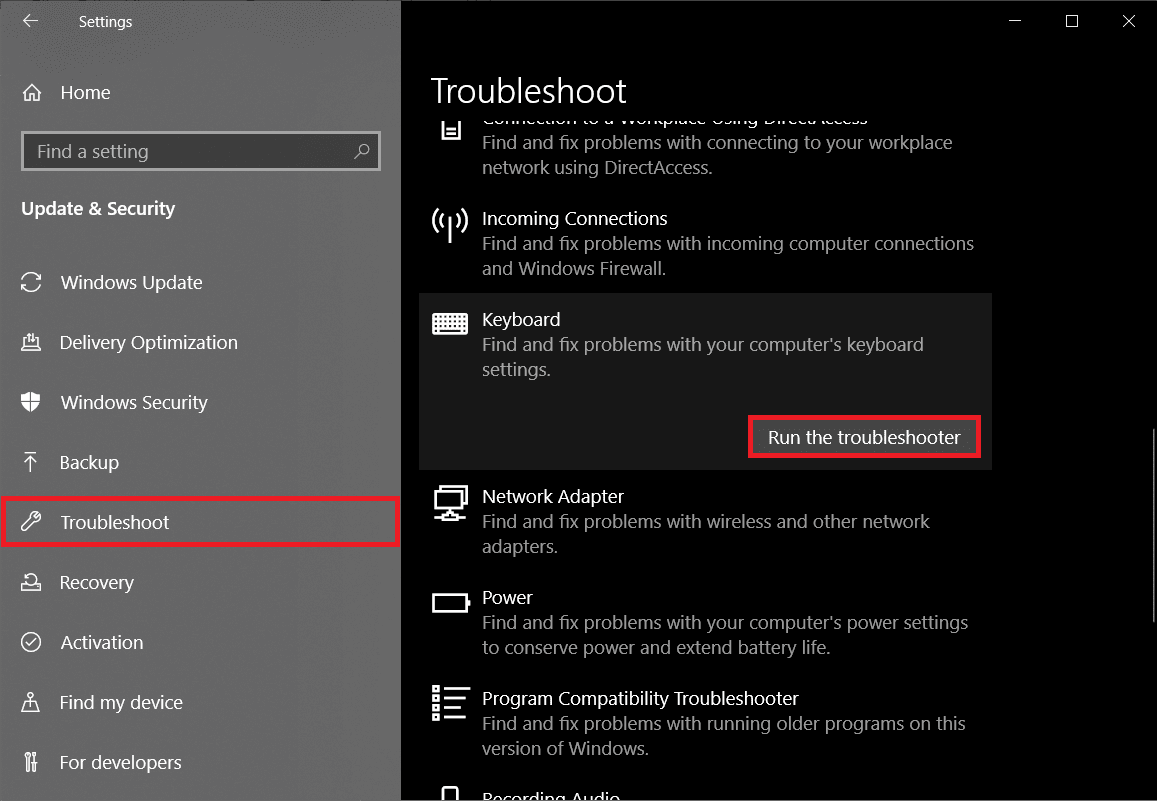 Abra Configuración de actualización y seguridad |  Arreglar las teclas de función que no funcionan en Windows 10