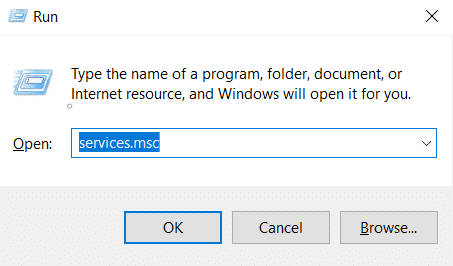 Ejecute el tipo de ventana Services.msc y presione Entrar. iPhone no se muestra en mi computadora