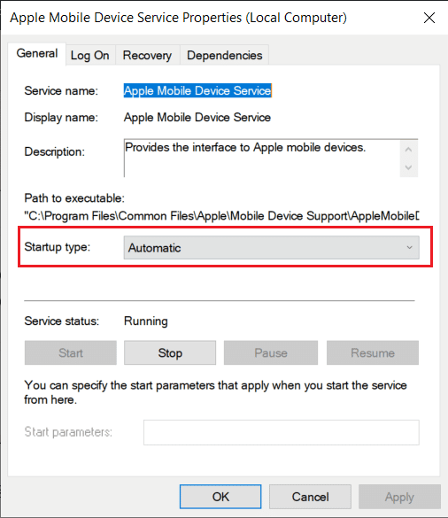 Asegúrese de que los servicios de Apple se estén ejecutando. la computadora no reconoce el iphone