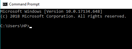 Presione la tecla de Windows + R y escriba cmd y presione enter para abrir el símbolo del sistema
