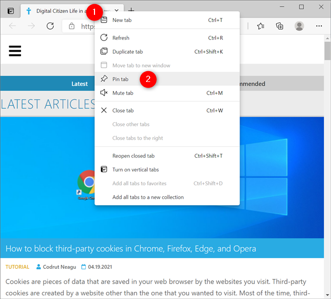 Anclar una pestaña a Microsoft Edge