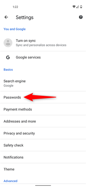 Contraseñas de acceso