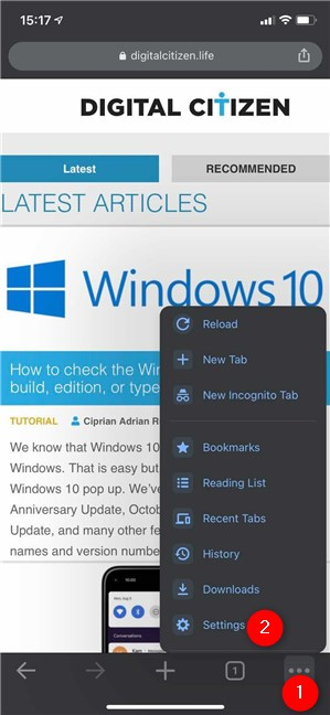 Configuración de acceso en Chrome para iOS y iPadOS