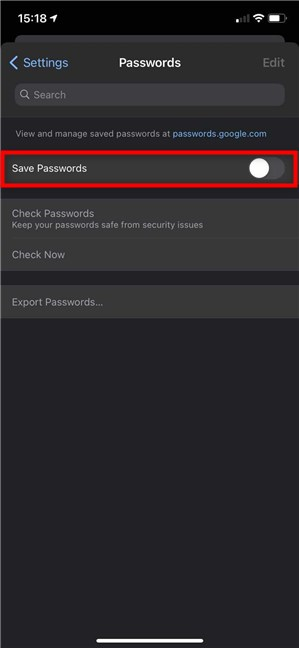 Cómo evitar que Google Chrome guarde contraseñas en iOS y iPadOS