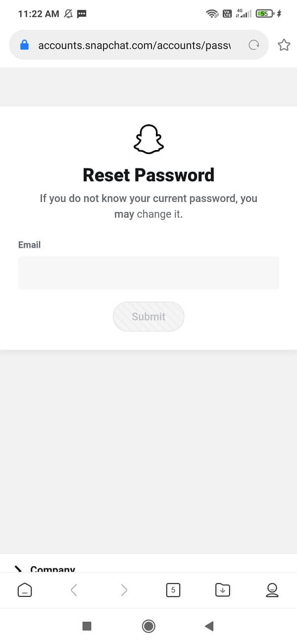 Ingrese la dirección de correo electrónico asociada con su cuenta de Snapchat