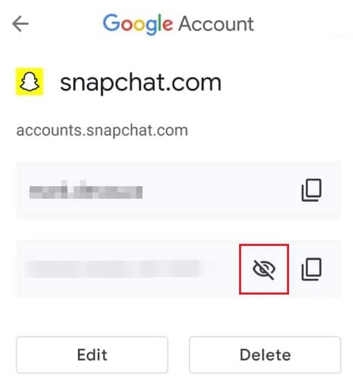 Puede revelar la contraseña tocando el botón 'Ver' |  Restablecer contraseña de Snapchat sin número de teléfono