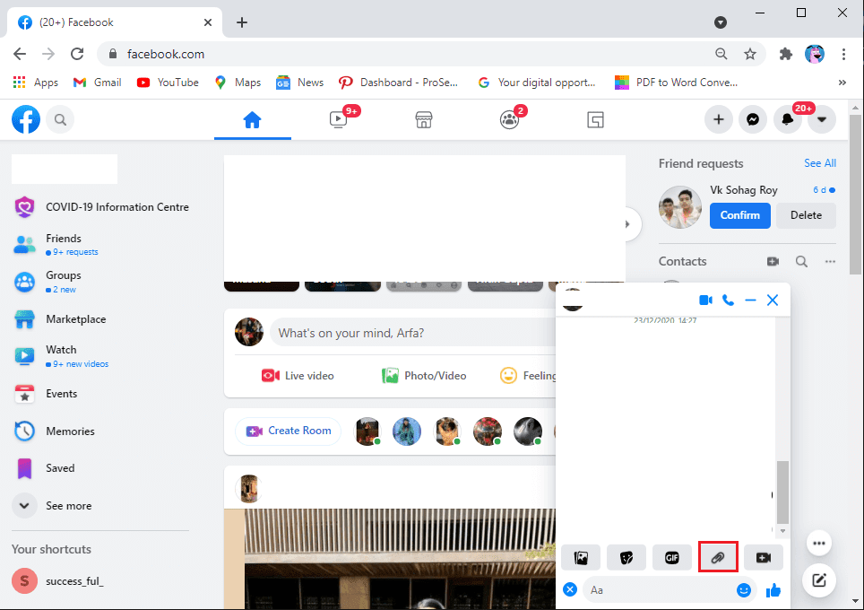 Haga clic en el ícono adjunto del clip y localice el archivo de música MP3 de su computadora.