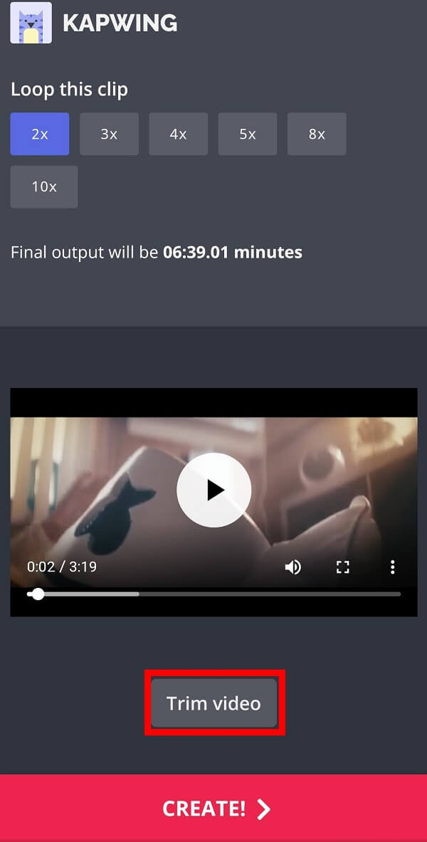 Toque el botón Crear |