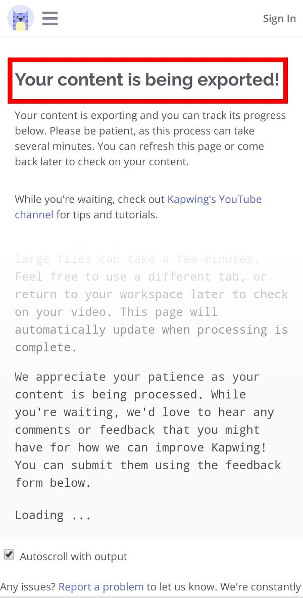 El video se exportará y luego podrá descargarlo.