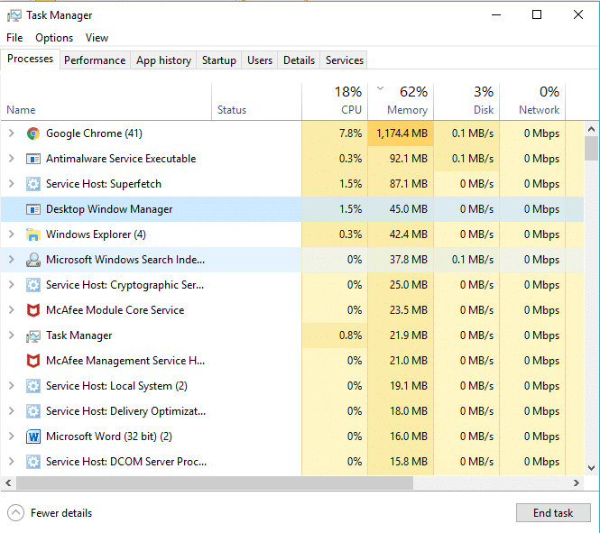 Detenga los programas en segundo plano que consumen la mayor parte del ancho de banda