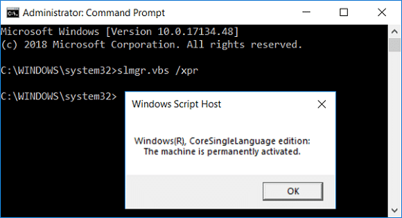 slmgr.vbs La máquina está permanentemente activa |  3 formas de comprobar si Windows 10 está activo