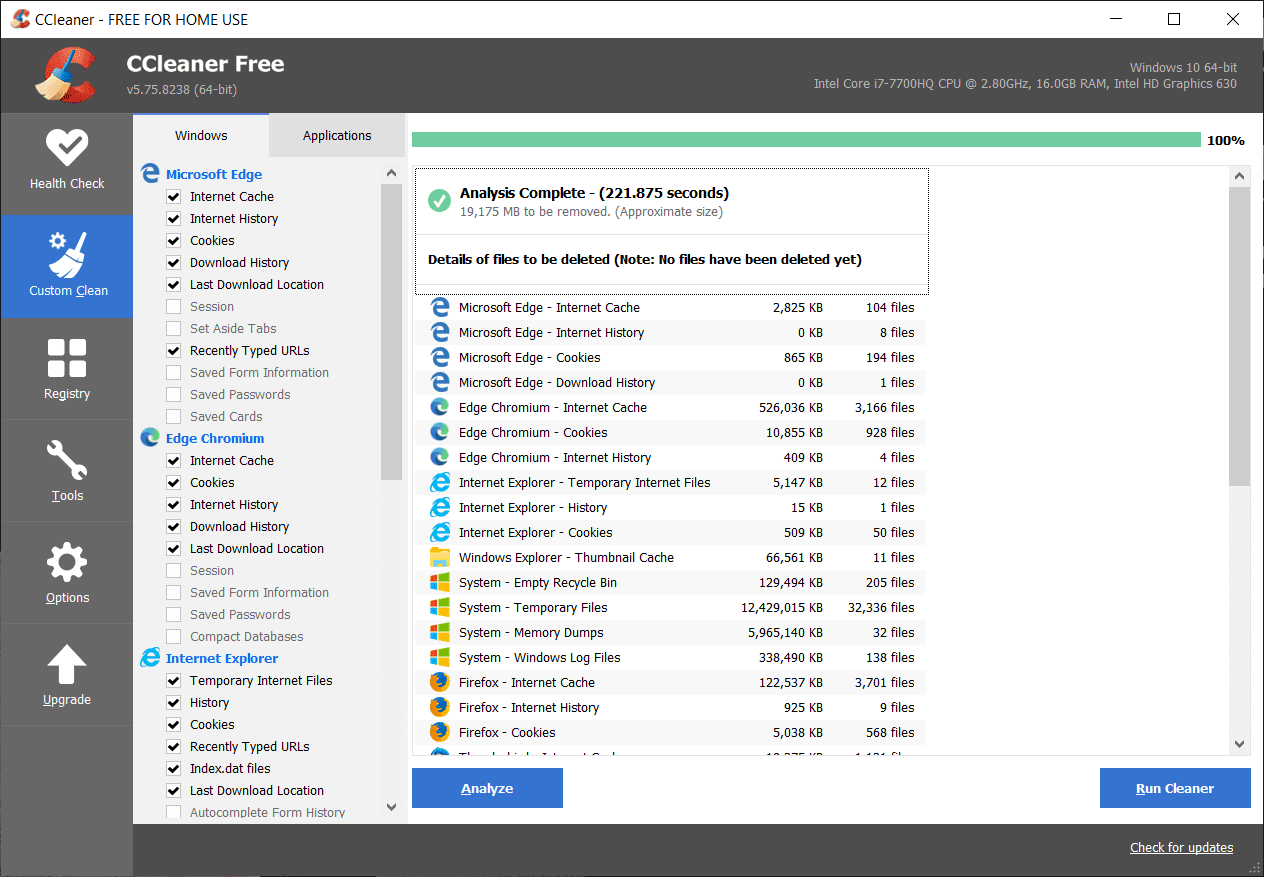 Haga clic en Ejecutar limpiador para archivos eliminados
