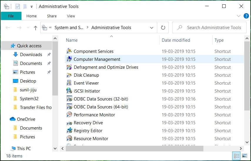 Haga doble clic en Administración de equipos