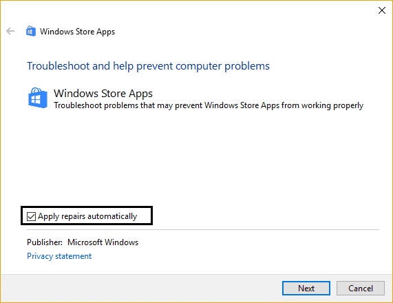 Solucionador de problemas de la tienda de Microsoft Windows