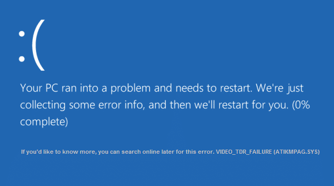 Napraw VIDEO_TDR_FAILURE (ATIKMPAG.SYS)
