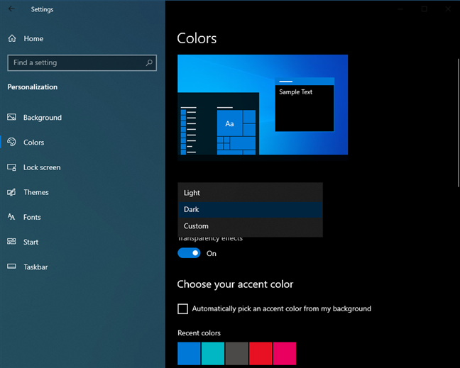 Elige oscuro como tu color