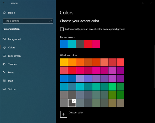 Elige tu color de acento