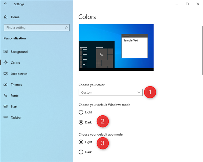 Desactivar el modo oscuro en Windows 10
