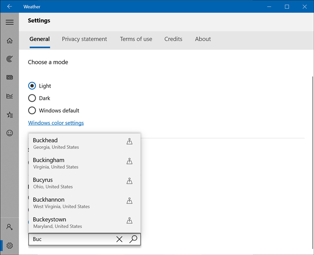 Selecciona tu ubicación entre las sugerencias disponibles