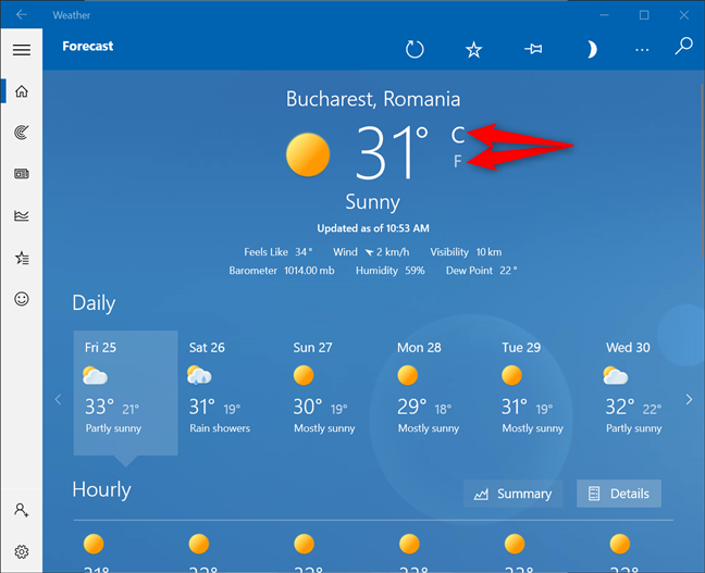Decide cómo quieres mostrar la temperatura