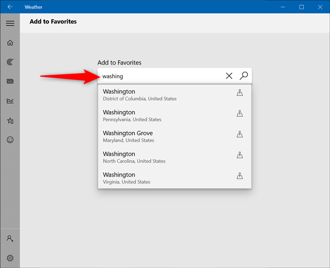 Use el campo de búsqueda para encontrar ubicaciones adicionales