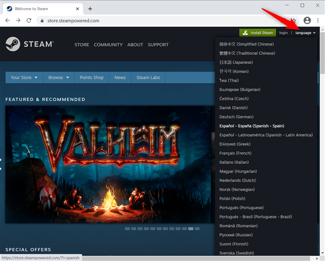 Cómo cambiar el idioma de Steam antes de iniciar sesión
