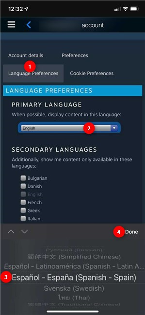Cómo cambiar el idioma de Steam en iOS y iPadOS