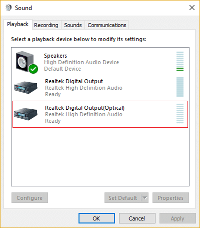 Haga clic derecho en la opción Dispositivo de salida digital o HDMI y haga clic en Establecer como predeterminado