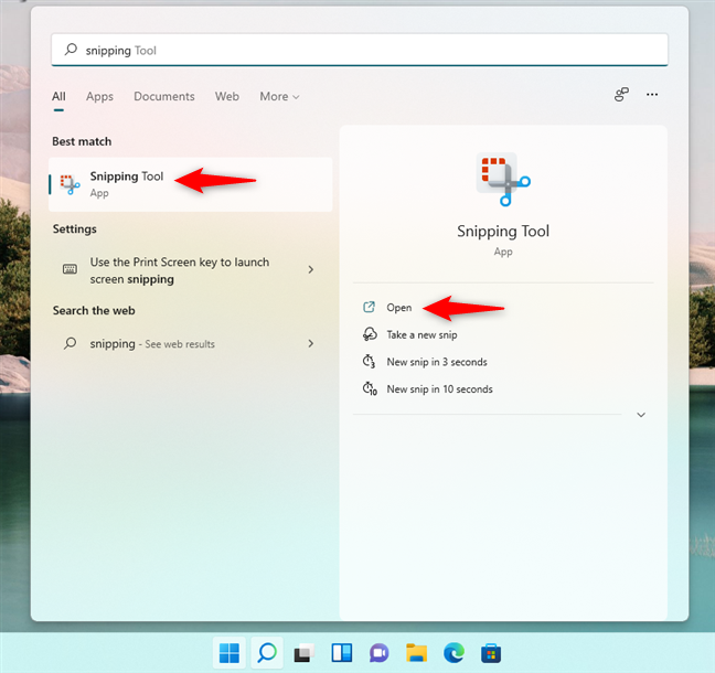 Cómo abrir Snipping Tool en Windows 11 usando la búsqueda