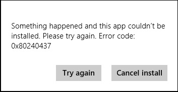 Arreglar el código de error de la tienda de Windows 0x80240437