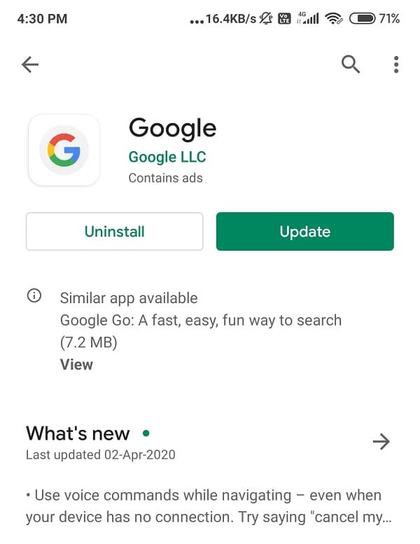 Vaya a Google Play Store y luego busque la aplicación de Google