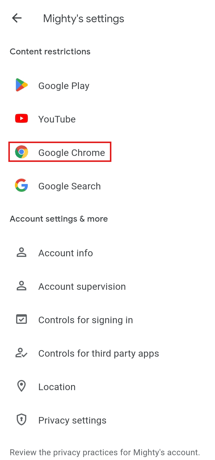 Toque en Google Chrome de las opciones mencionadas.