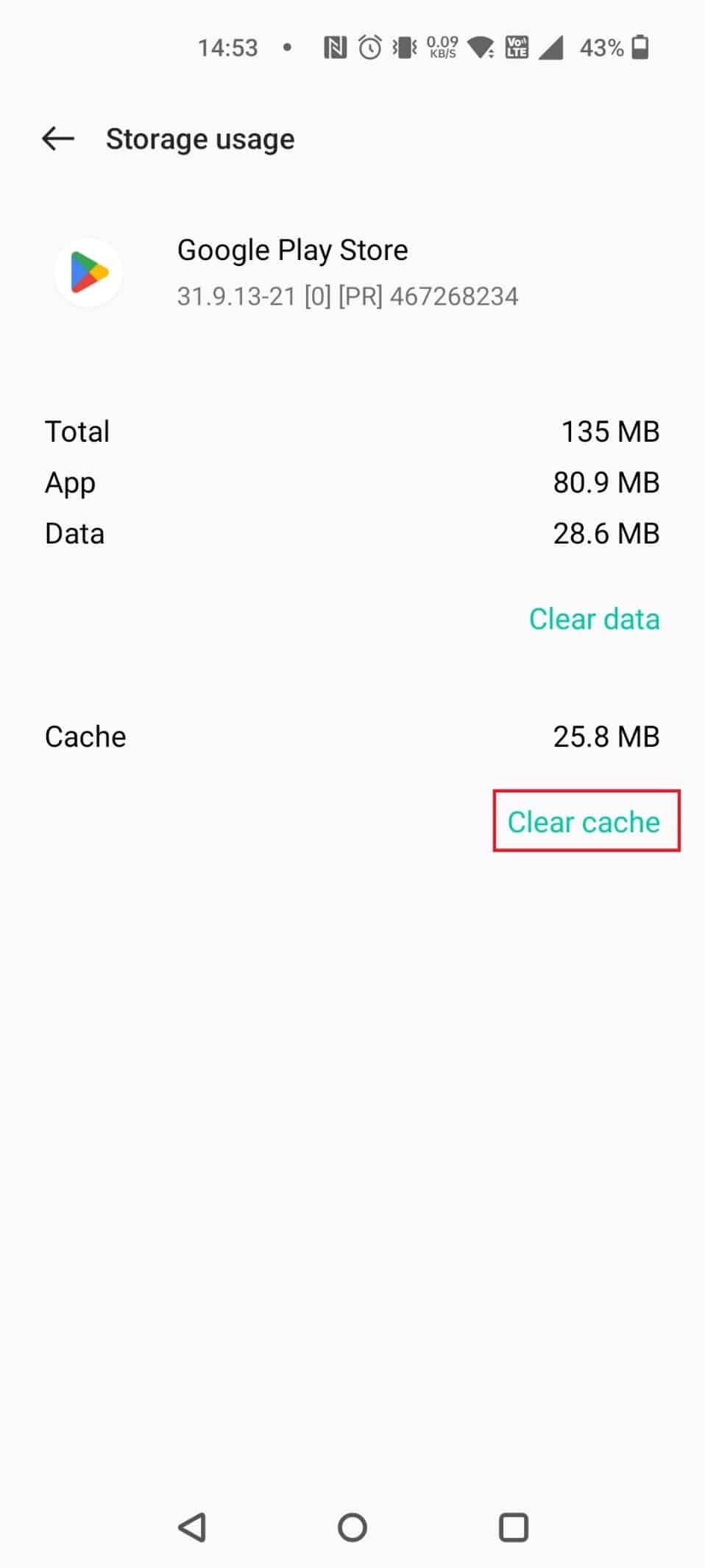 Toca Borrar caché | 