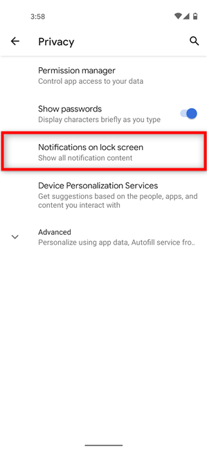 Presiona en Notificaciones en la pantalla de bloqueo
