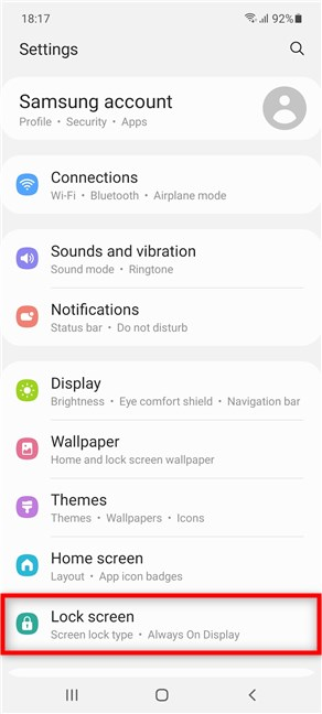 Accede a la configuración de la pantalla de bloqueo