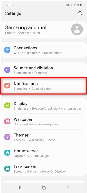 Acceder a la configuración de notificaciones