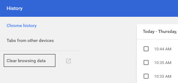 borrar datos de navegación |  Solucione el error ERR INTERNET DESCONECTADO en Chrome