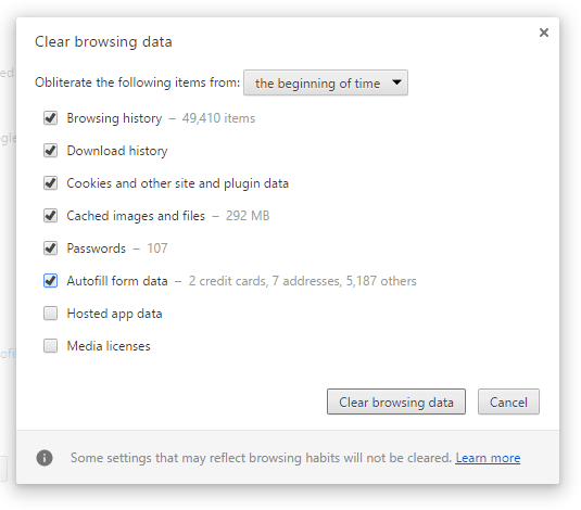 borrar la historia de Chrome desde el principio de los tiempos |  Solucionar error ERR INTERNET DESCONECTADO
