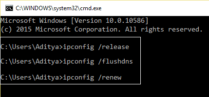configuración de ipconfig |  Solucione el error ERR INTERNET DESCONECTADO en Chrome