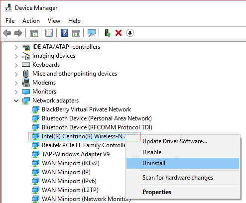 desinstalar adaptador de red |  Solucione el error ERR INTERNET DESCONECTADO en Chrome