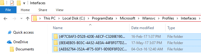 eliminar todo dentro de la carpeta de interfaces |  Solucione el error ERR INTERNET DESCONECTADO en Chrome