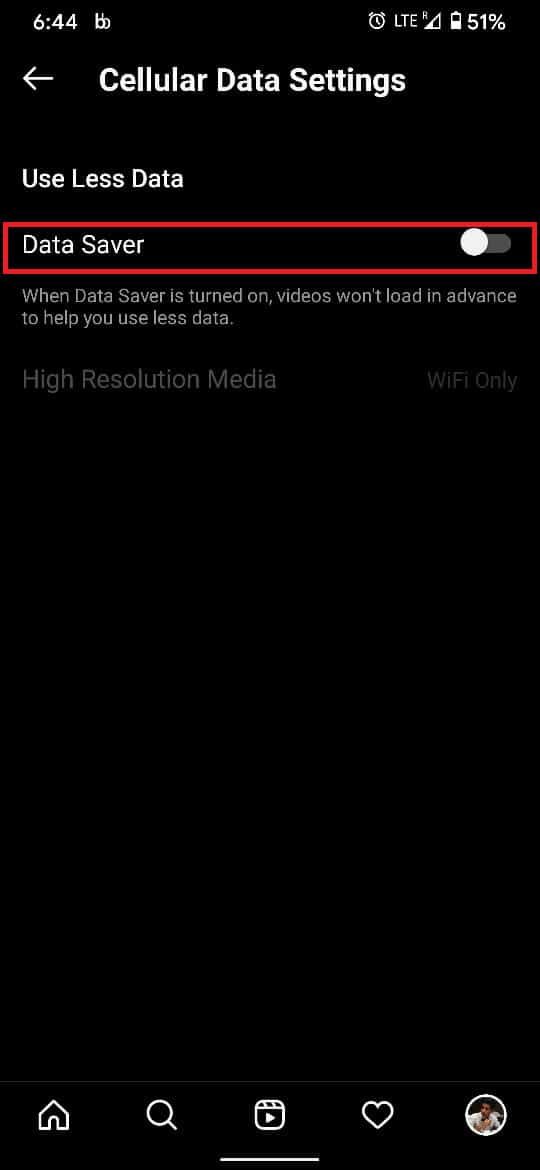 toque el interruptor de palanca frente a 'Ahorro de datos' para encenderlo.