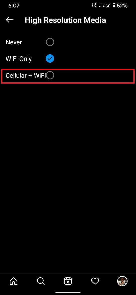 Al seleccionar Cellular + WiFi, puedes compartir la carga entre ambas redes.
